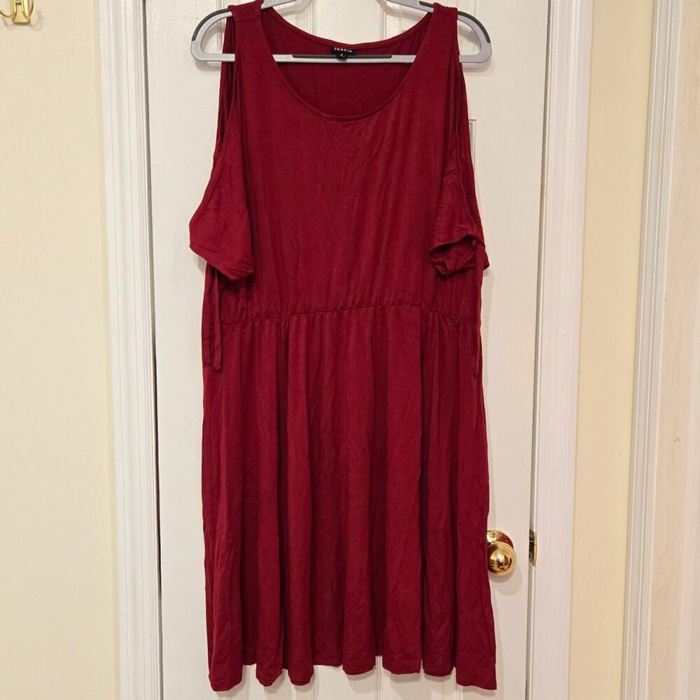Torrid red skater dress with tie sleeves - 2X - Picture 2 of 6
